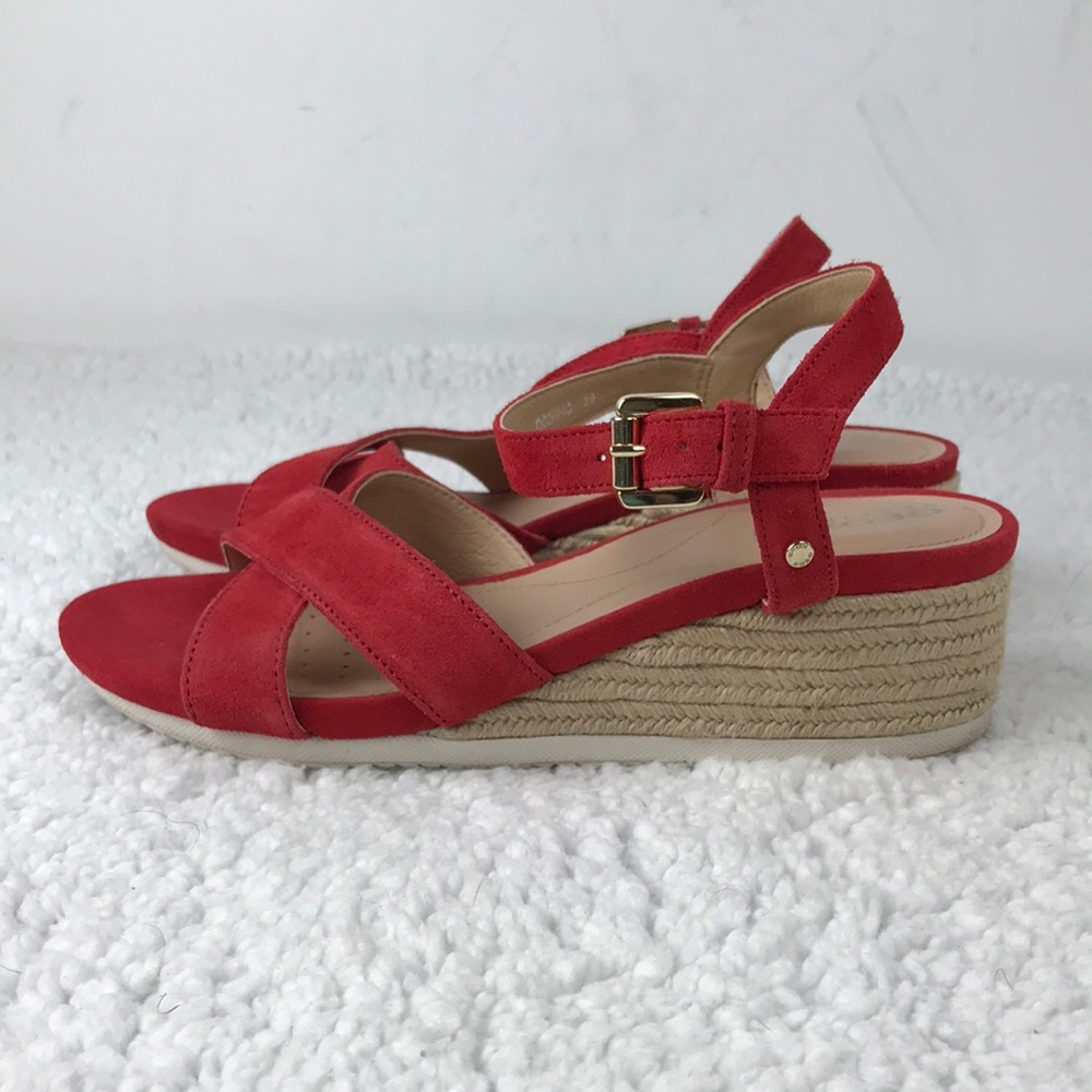 Geox Women’s Red Suede Wedge Sandals